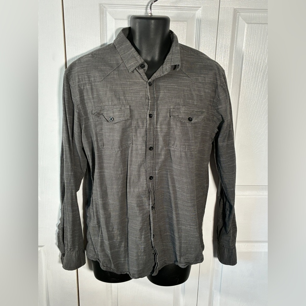Diamond Jack Stretch Slub Dobby Shirt Dark Grey Slim Fit